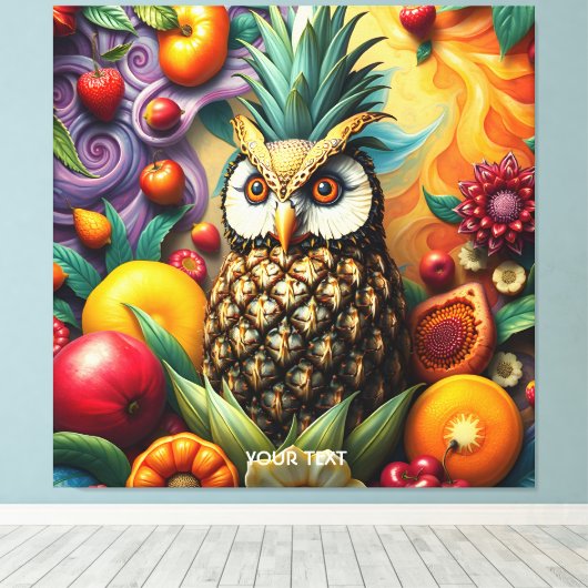 Fantasy Schattigee serene ananas uil Canvas Afdruk (Insitu (Houten vloer))