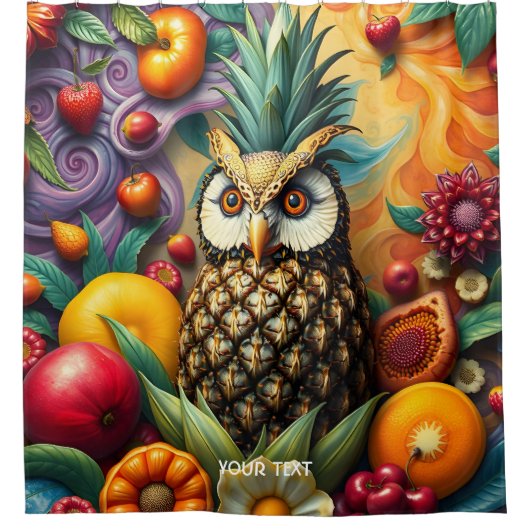 Fantasy Schattigee serene ananas uil Douchegordijn (Voorkant)