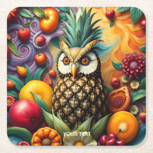 Fantasy Schattigee serene ananas uil Kartonnen Onderzetters