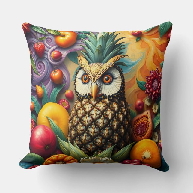 Fantasy Schattigee serene ananas uil Kussen (Voorkant)