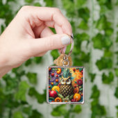 Fantasy Schattigee serene ananas uil Sleutelhanger (Hand)