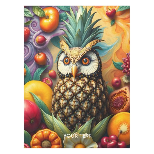 Fantasy Schattigee serene ananas uil Tafelkleed (Voorkant)