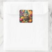 Fantasy Schattigee serene ananas uil Vierkante Sticker (Tas)