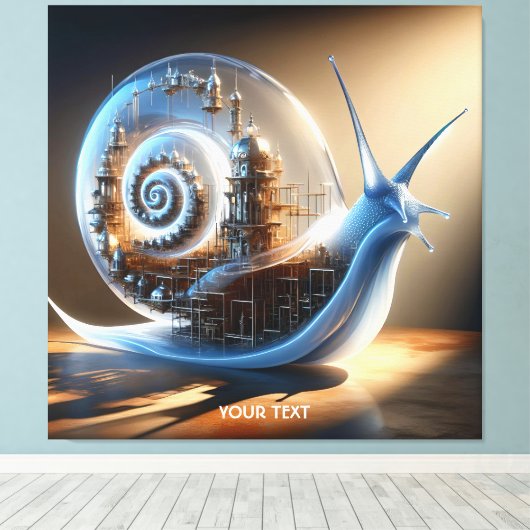 Fantasy Schattigee slak Steampunk Stad Canvas Afdruk (Insitu (Houten vloer))