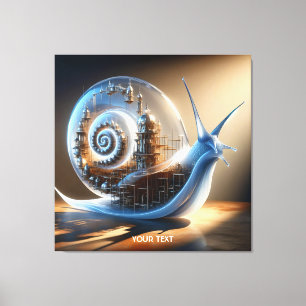 Fantasy Schattigee slak Steampunk Stad Canvas Afdruk