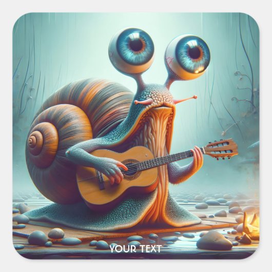 Fantasy Schattigee Snail Eyes gitaar Vierkante Sticker (Voorkant)