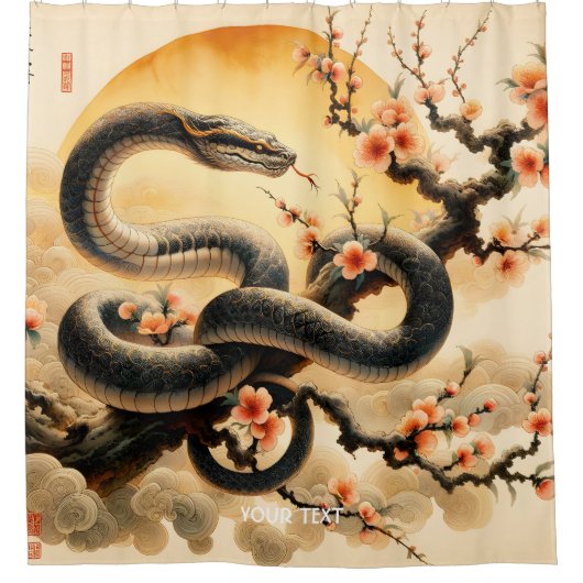 Fantasy Schattigee Snake Branch Flowers Douchegordijn (Voorkant)