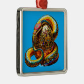 Fantasy Schattigee Snake Egg Vibrant Metalen Ornament (Rechts)