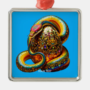 Fantasy Schattigee Snake Egg Vibrant Metalen Ornament
