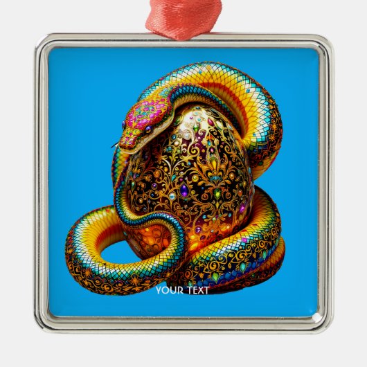 Fantasy Schattigee Snake Egg Vibrant Metalen Ornament (Voorkant)