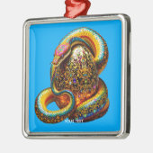 Fantasy Schattigee Snake Egg Vibrant Metalen Ornament (Links)