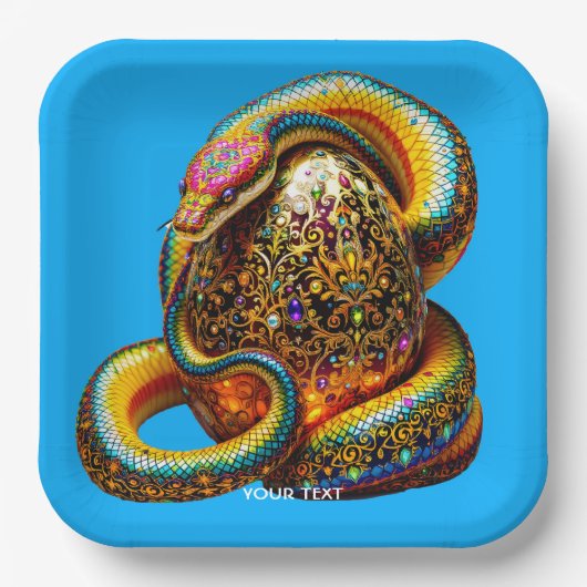 Fantasy Schattigee Snake Egg Vibrant Papieren Bordje (Voorkant)