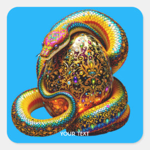 Fantasy Schattigee Snake Egg Vibrant Vierkante Sticker