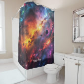 Fantasy Schattigee Space Scenes Collage Douchegordijn (In situ)