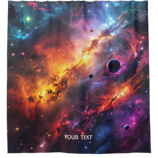 Fantasy Schattigee Space Scenes Collage Douchegordijn (Voorkant)