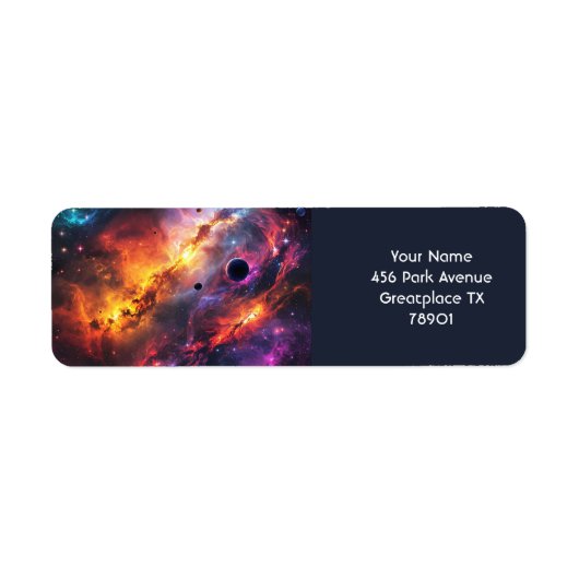 Fantasy Schattigee Space Scenes Collage Etiket (Voorkant)