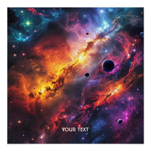 Fantasy Schattigee Space Scenes Collage Perfect Poster (Voorkant)