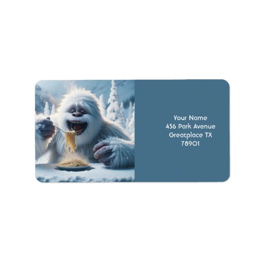 Fantasy Schattigee Spaghetti Yeti Snow Etiket (Voorkant)