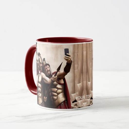 Fantasy Schattigee Spartan Warriors Selfie Mok (Voorkant links)