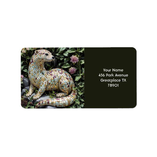 Fantasy Schattigee speelse otter sculptuur Etiket (Voorkant)