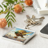 Fantasy Schattigee Steampunk Bird Sky Sleutelhanger (Zijkant)