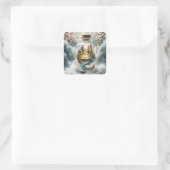 Fantasy Schattigee Steampunk Bottle City Vierkante Sticker (Tas)