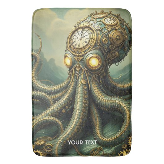 Fantasy Schattigee Steampunk Clock Kraken Badmat (Voorkant Verticaal)