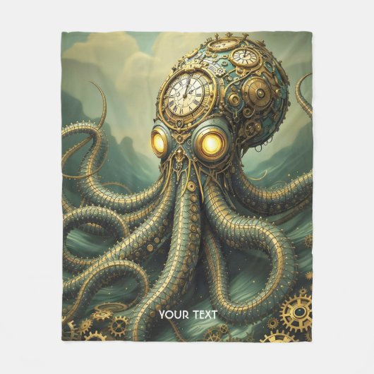 Fantasy Schattigee Steampunk Clock Kraken Fleece Deken (Voorkant)