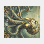 Fantasy Schattigee Steampunk Clock Kraken Fleece Deken (Voorkant (Horizontaal))