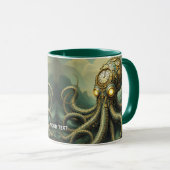 Fantasy Schattigee Steampunk Clock Kraken Mok (Voorkant rechts)