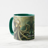 Fantasy Schattigee Steampunk Clock Kraken Mok (Voorkant links)