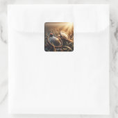 Fantasy Schattigee Steampunk Ronde Glazen Vierkante Sticker (Tas)