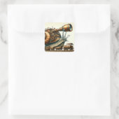 Fantasy Schattigee Steampunk Snail Train Vierkante Sticker (Tas)