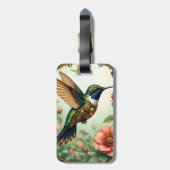 Fantasy Schattigee Steampunk Vogelbloemen Bagagelabel (Achterkant verticaal)