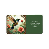 Fantasy Schattigee Steampunk Vogelbloemen Etiket (Voorkant)