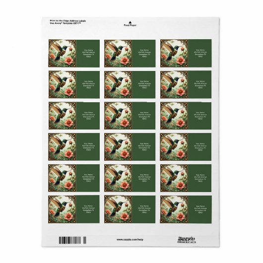 Fantasy Schattigee Steampunk Vogelbloemen Etiket (Full Sheet)