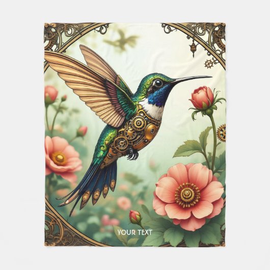 Fantasy Schattigee Steampunk Vogelbloemen Fleece Deken (Voorkant)