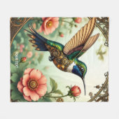 Fantasy Schattigee Steampunk Vogelbloemen Fleece Deken (Voorkant (Horizontaal))
