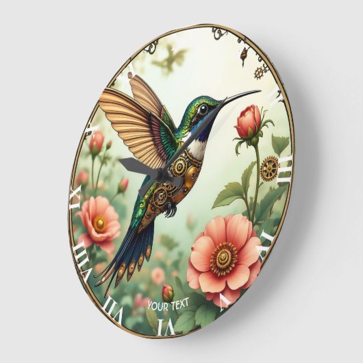 Fantasy Schattigee Steampunk Vogelbloemen Grote Klok (Hoek)