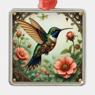 Fantasy Schattigee Steampunk Vogelbloemen Metalen Ornament