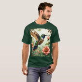 Fantasy Schattigee Steampunk Vogelbloemen T-shirt (Voorkant volledig)