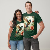 Fantasy Schattigee Steampunk Vogelbloemen T-shirt (Unisex)