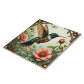 Fantasy Schattigee Steampunk Vogelbloemen Tegeltje (Zijkant)