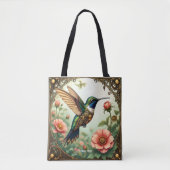 Fantasy Schattigee Steampunk Vogelbloemen Tote Bag (Voorkant)