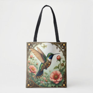 Fantasy Schattigee Steampunk Vogelbloemen Tote Bag
