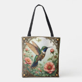 Fantasy Schattigee Steampunk Vogelbloemen Tote Bag (Achterkant)