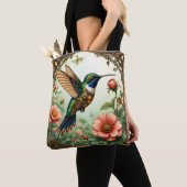 Fantasy Schattigee Steampunk Vogelbloemen Tote Bag (Dichtbij)