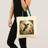 Fantasy Schattigee Steampunk Vogelbloemen Tote Bag (Voorkant (product))