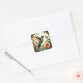 Fantasy Schattigee Steampunk Vogelbloemen Vierkante Sticker (Envelop)