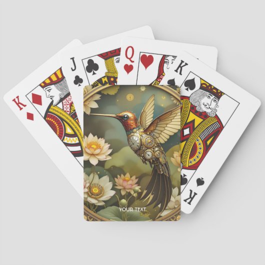 Fantasy Schattigee Steampunk Vogelklok Pokerkaarten (Achterkant)